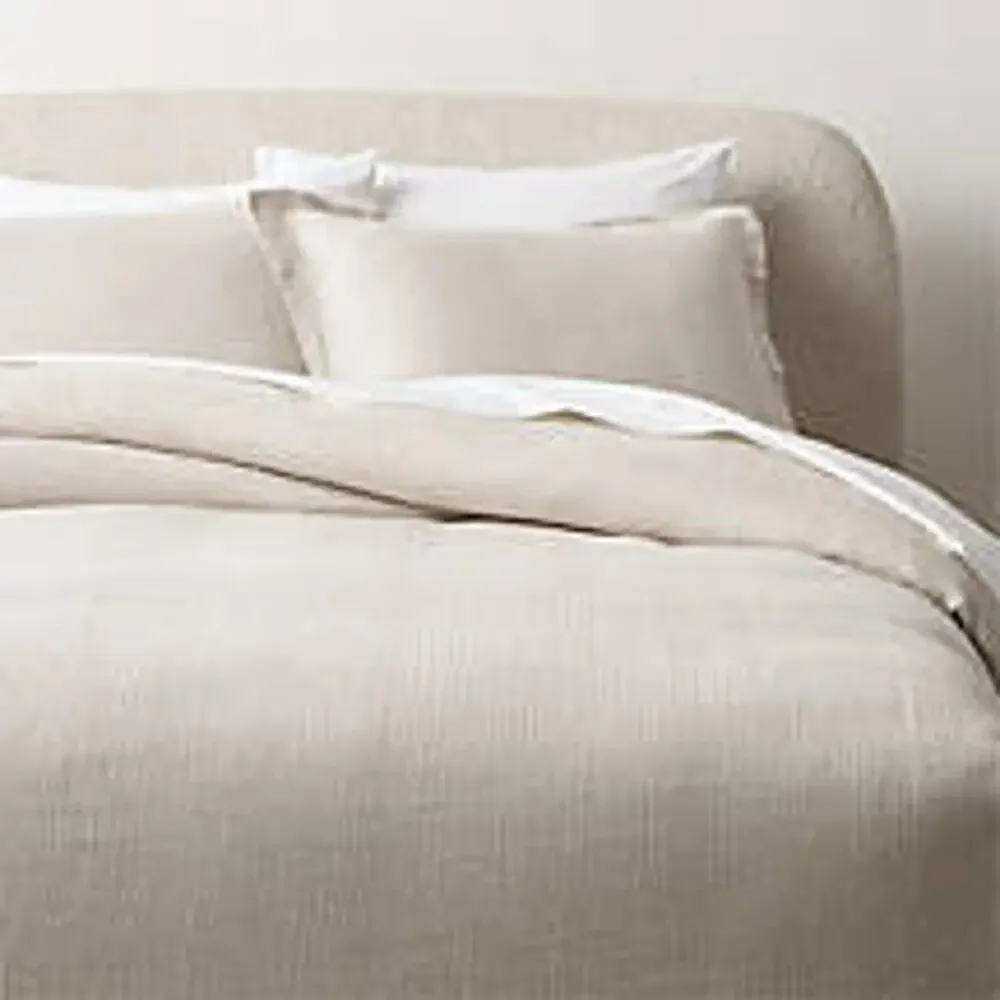 CB2 Sonnet White Grey EUROPEAN FLAX-Certified Linen Full/Queen Duvet Cover